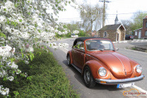 VW Käfer Cabrio Leihwagen Mietwagen Eupen talsperre Frühling 